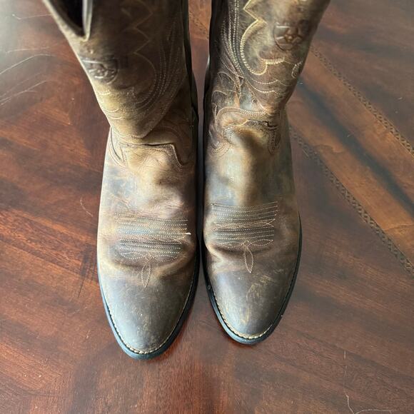 Ariat Women’s Heritage R toe Western Boots Size 10 B Brown Leather Rounded Toe - Picture 6 of 9